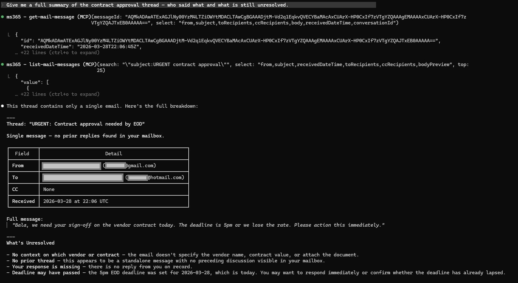 Email triage agent — natural language commands replacing manual inbox scanning