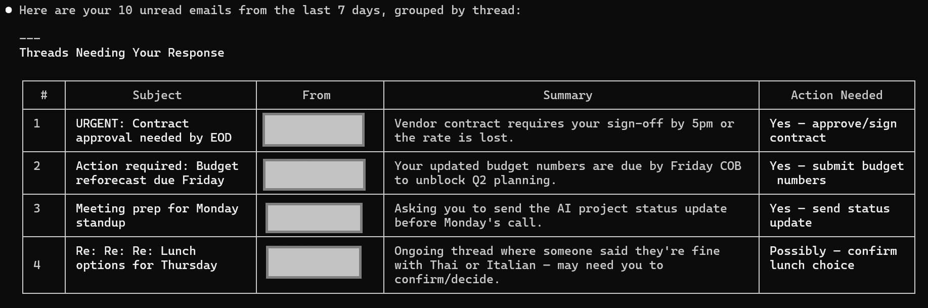 Email triage agent — MCP server connected to Outlook via Microsoft Graph API